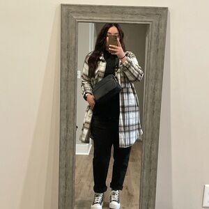 MELLODAY Gray and Brown Plaid Coat